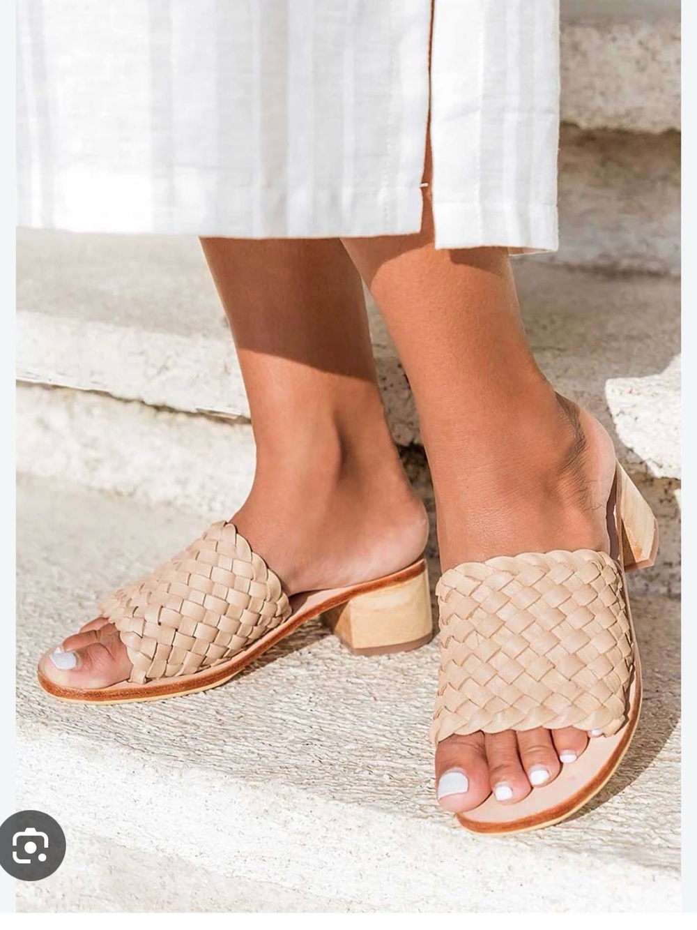 Liberté Braided Slide Mules in Light Beige